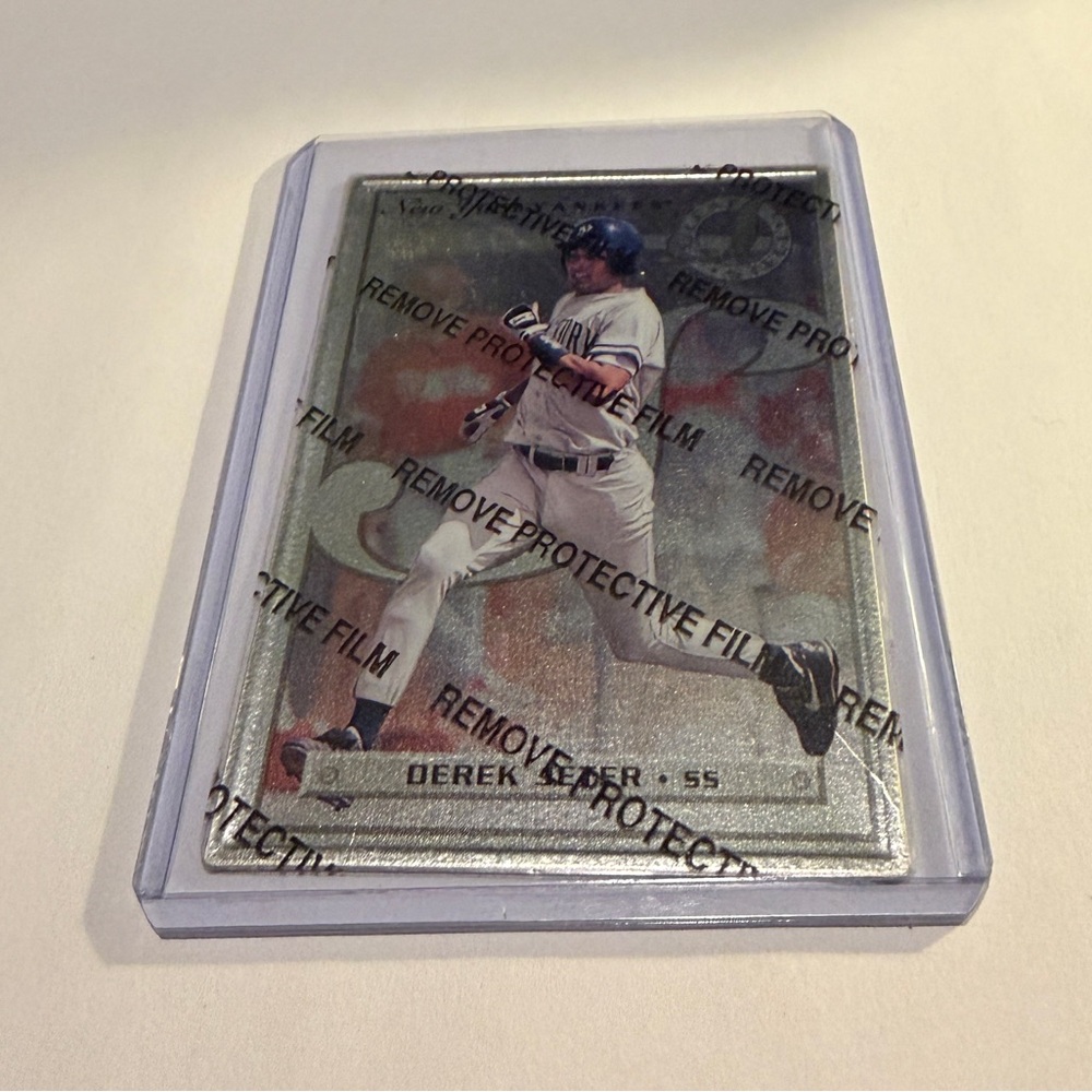 Derek Jeter 1996 Leaf Steel Baseball Card With Protective Film Vintage